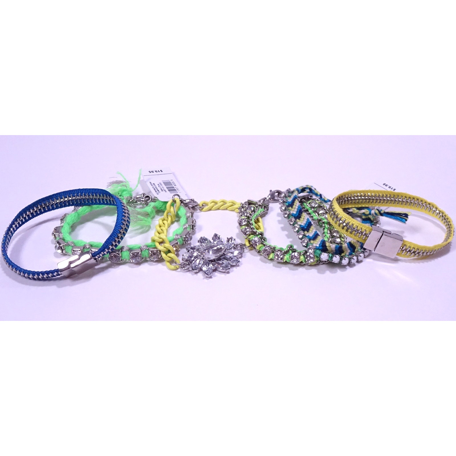 Banana Republic J.Crew Gap Neon Green Mixed Friendship Bracelet Set 6 Pcs
